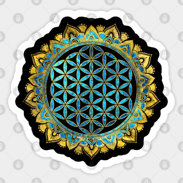 Flower of life gold an blue texture  glass Sticker by Nartissima